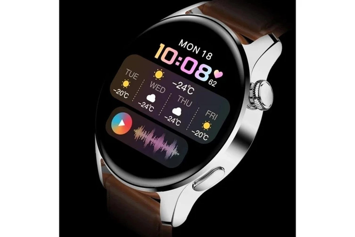 New for HUAWEI Smart Watch Men Waterproof Sport Fitness Tracker Weather Display Bluetooth Call Smartwatch for Android IOS - Mesh Belt BLACK