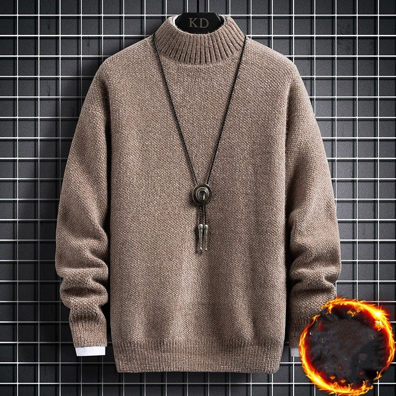 Vinter Plus Fleece Tyknet Studerende Mellemhøj Krave Varm Underdel Sweater