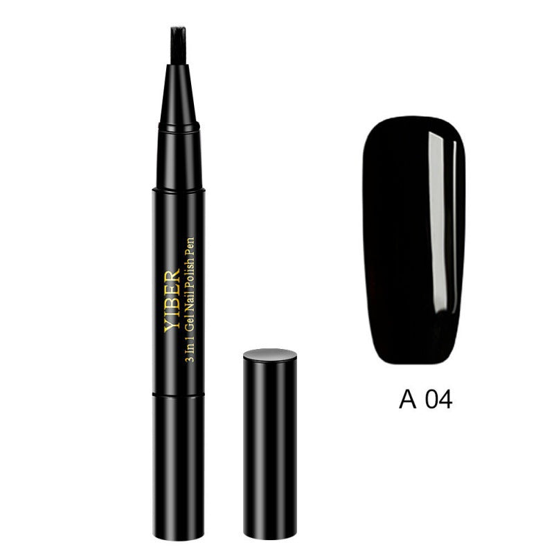 5pcs Nail Polish Pen 3 In 1 One Step Glue Pen Multicolor