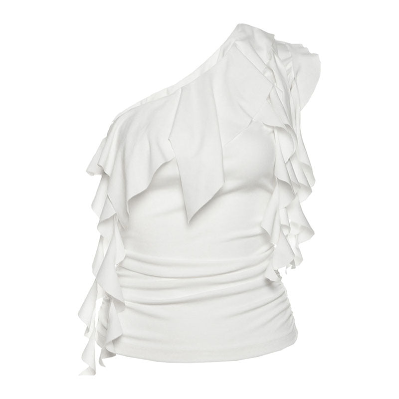 Women's Slant Shoulder Slim Fit Top And Skirt Set