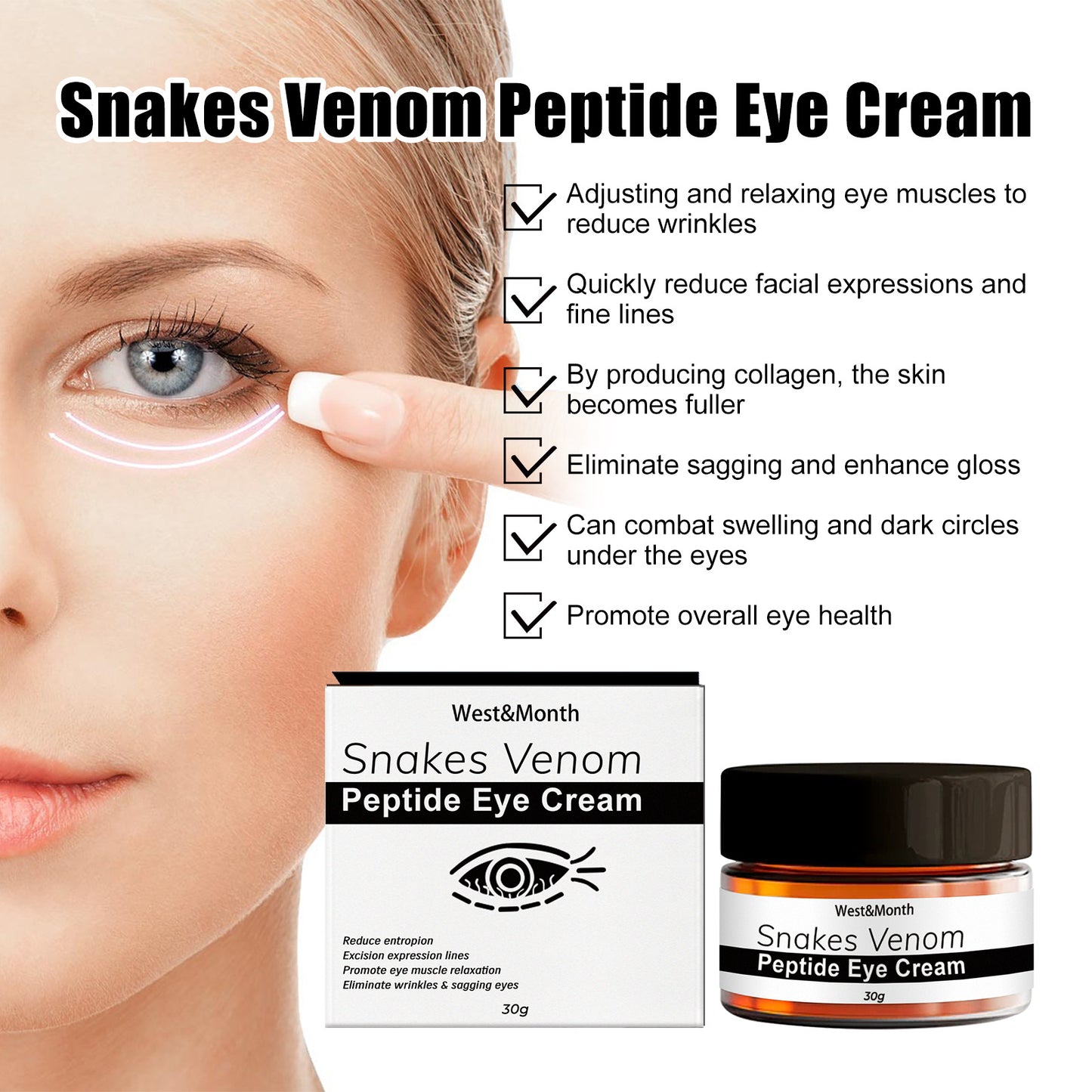 Snake Venom Peptide Eye Cream Lightens Eye Bags And Dark Circles