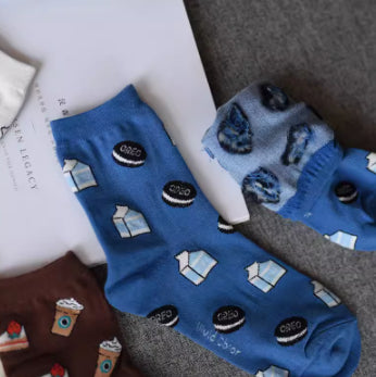 Illustration Of Cookies, Food Patterns, Blue Socks, Children