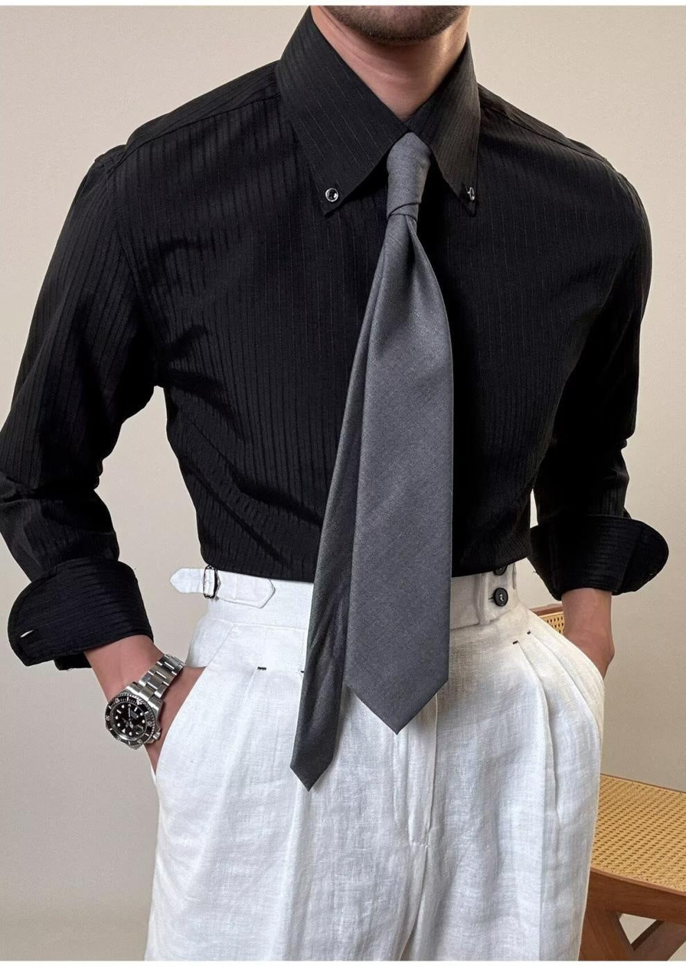 Men's Striped Slim-Fit Casual Fashion Shirt