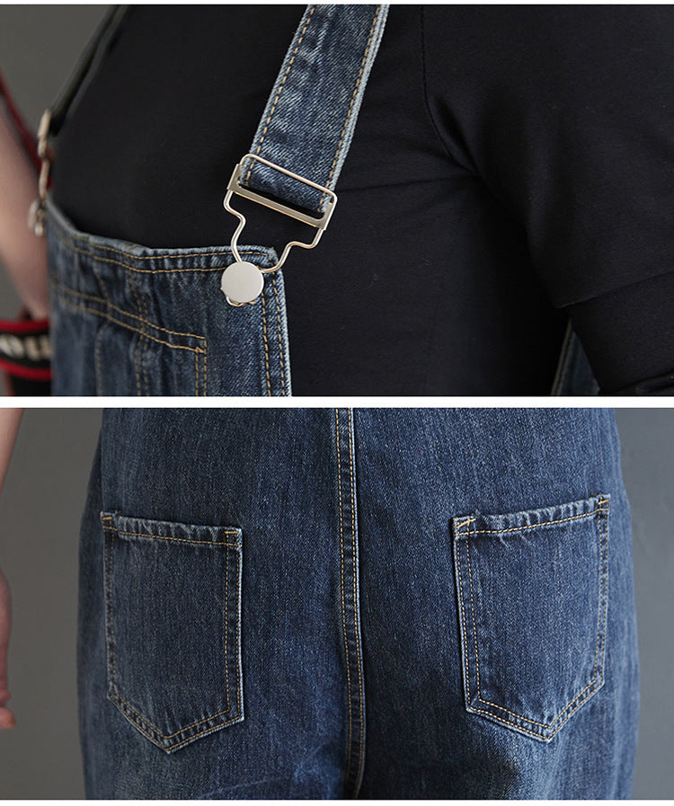Women's Loose Ninth Plus Size Denim Overalls