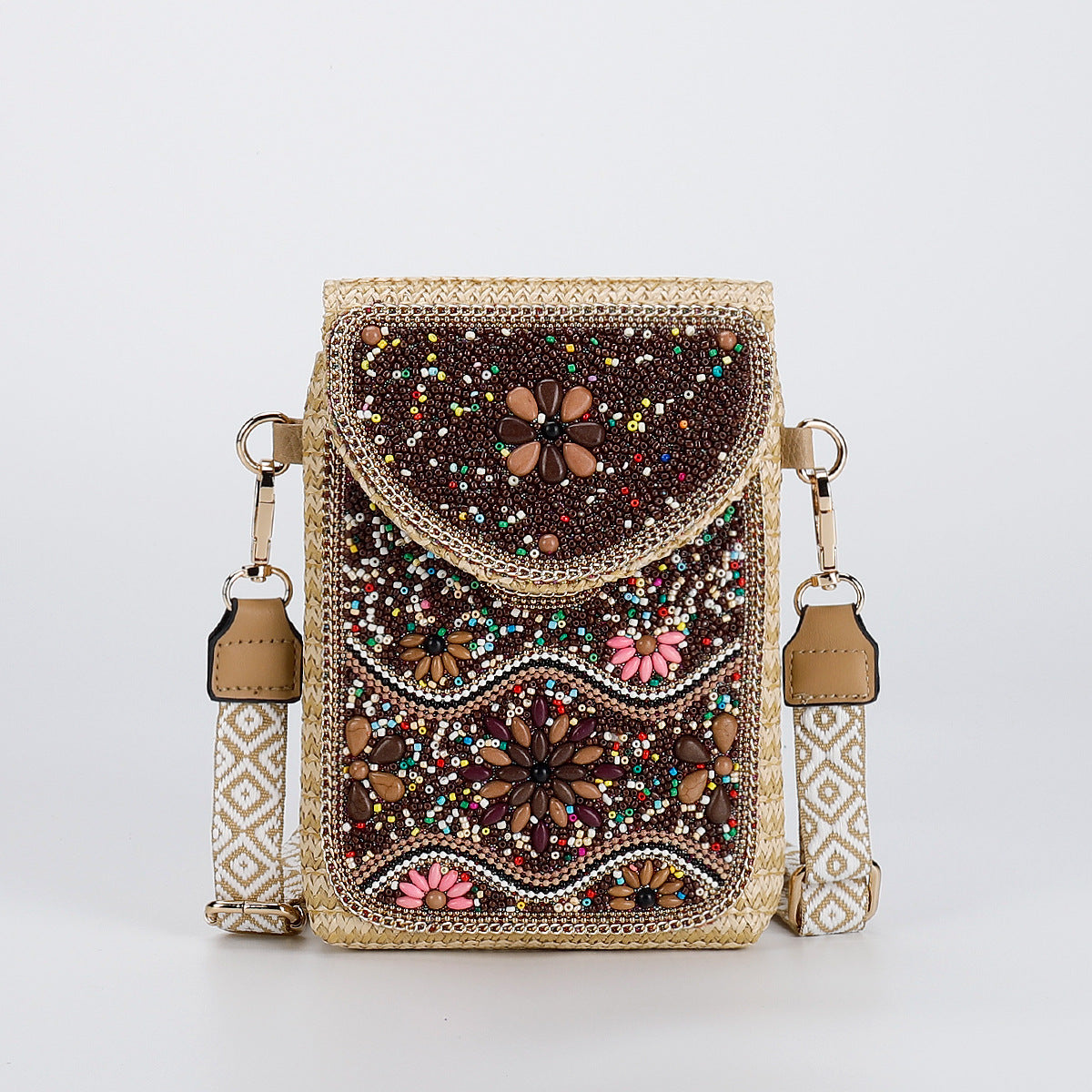 Rice Bead Bag Woven Women's Shoulder