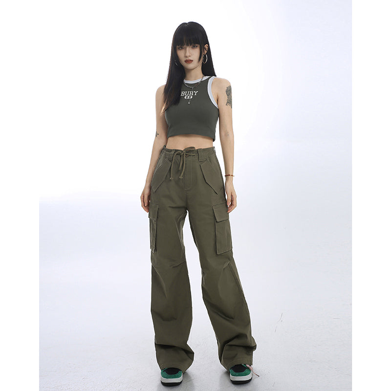 Women's Summer High-waisted Slim Straight-leg Wide-leg Drapey Mopping Pants