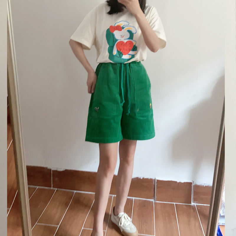 Japanese Cartoon Foam Printing Short-sleeved T-shirt Women