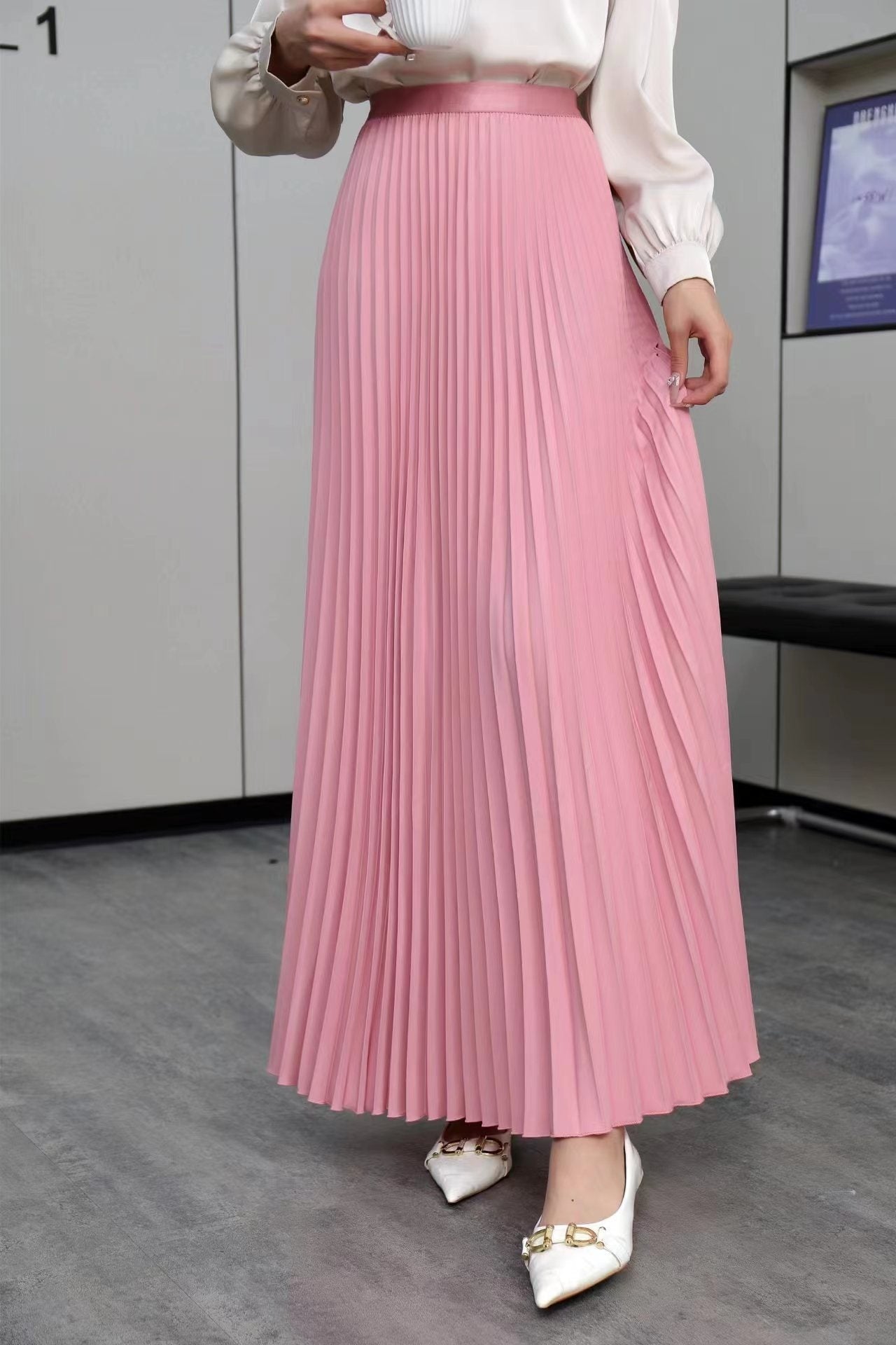 Womens Pleated Maxi Skirt Early Spring New Arrival