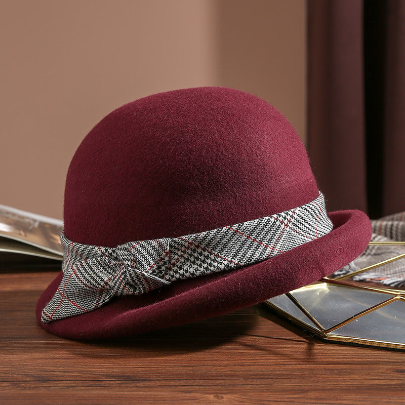 Elegant Retro Bucket Hat All-matching Woolen Gift