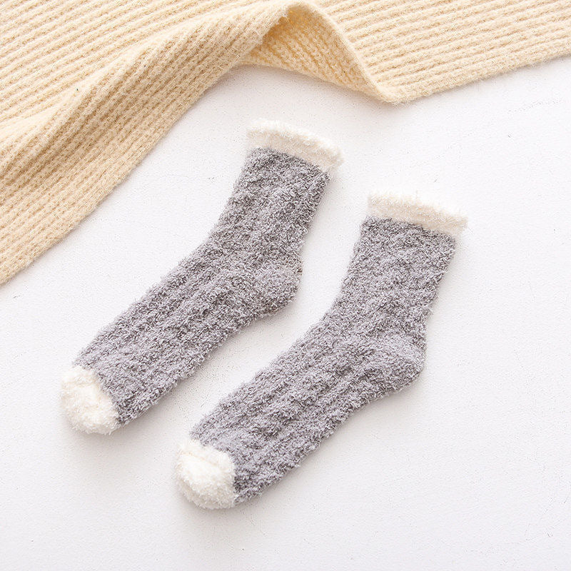 Autumn And Winter Plus Velvet Thick Towel Floor Socks