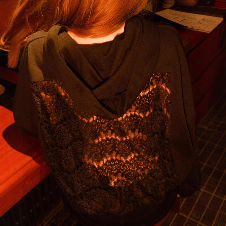 New Women's Fashion Versatile Hooded Long-sleeve Backless Hollowed-out Sweatshirt