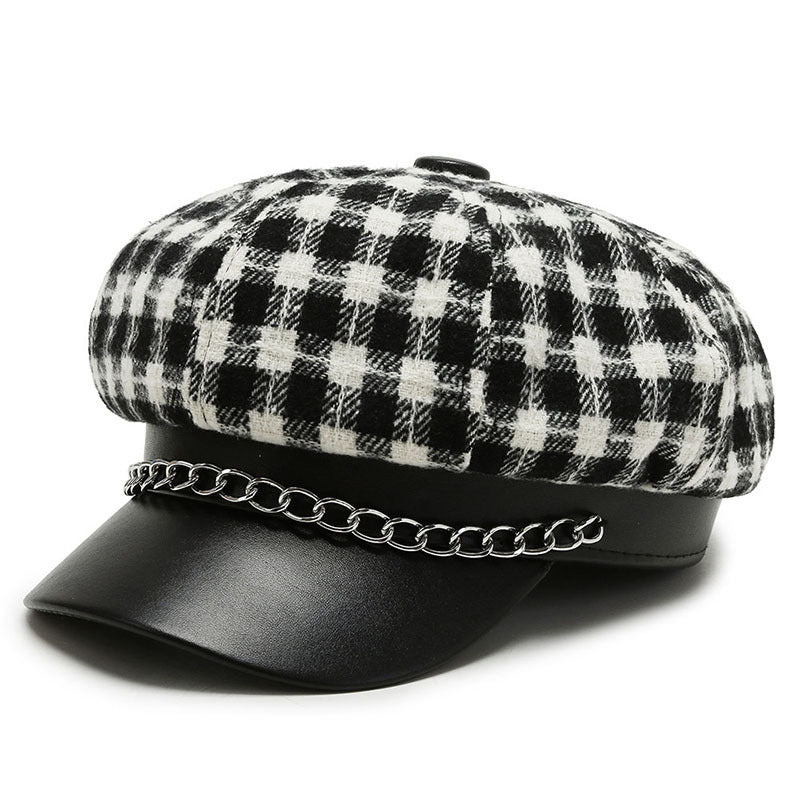 Fashion Retro Personality Leopard Octagonal Hat