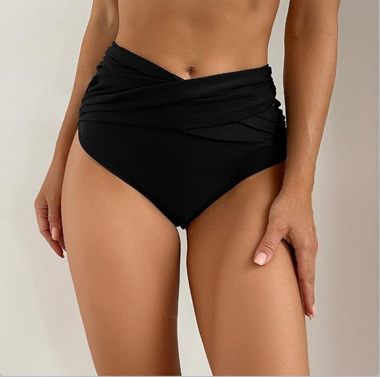 Women's Fashion Pure Color Thickened Conservative High Waist Durable Swimming Trunks