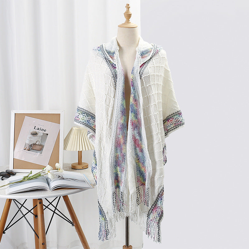 Casual Versatile Personality Border Dark Pattern Shawl Scarf