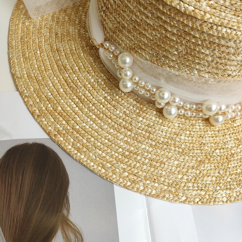Bridal Decorative Hat Pearl Lace Mesh