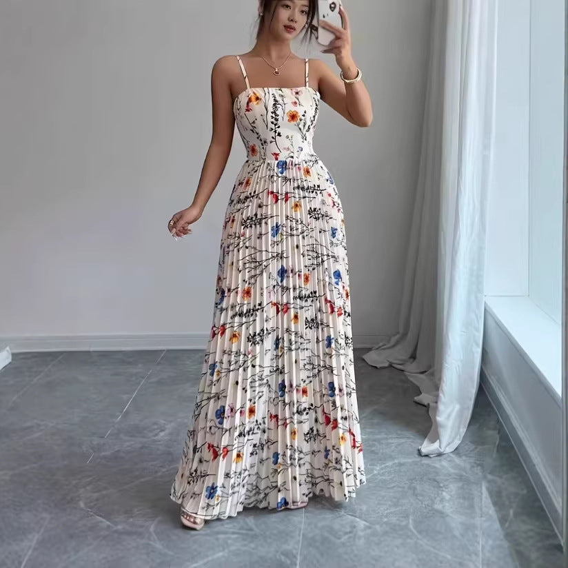 Elegant And Chic Printed Strap Dress For Women