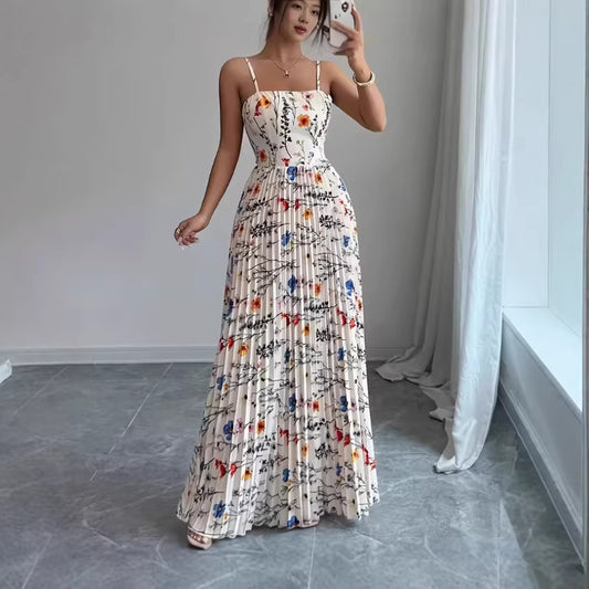 Elegant And Chic Printed Strap Dress For Women