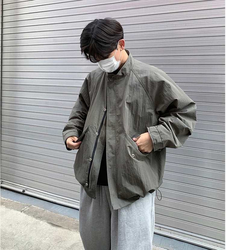 Standing Collar Men's Jacket Loose Korean Casual Top