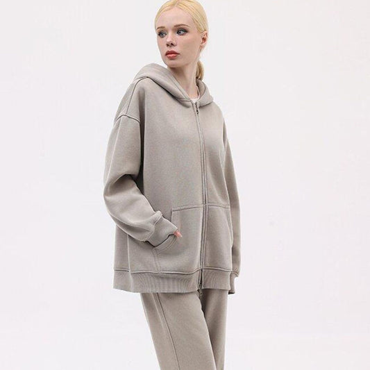 Fleeceforet slidt hættetrøje cardigan-sweater dametoppe