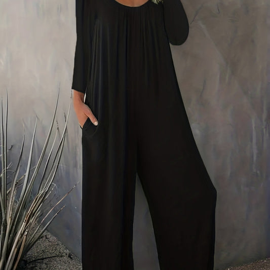 Women's Loose Casual Long Sleeves Jumpsuit