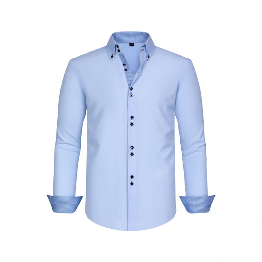 Mens Four-Way Stretch Polka-Dot Colorblock Shirt