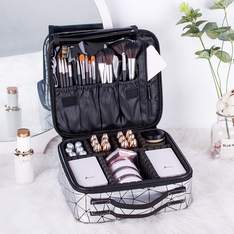 Portable square diamond clapboard cosmetic bag