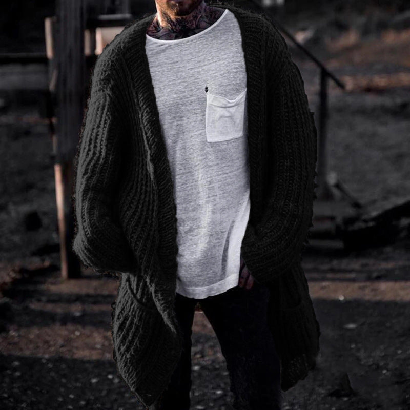 Men's Casual Men's Sweater Sweater Coat Solid Color Long-sleeved Cardigan