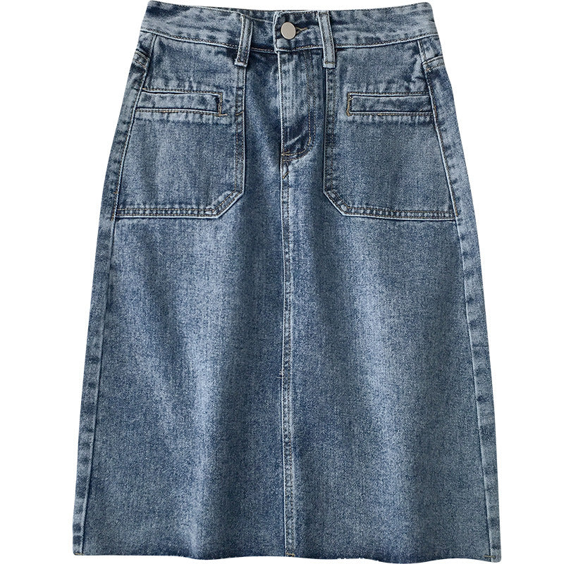 Denim skirt women's mid-length Korean style loose