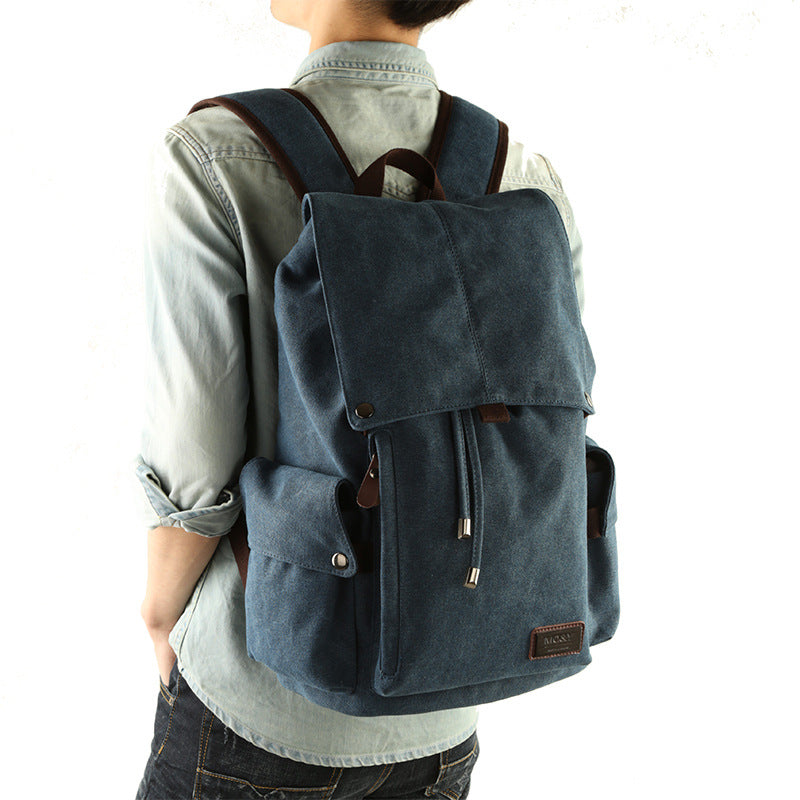 Korean men's backpack, leisure backpack, travel computer bag, men's canvas schoolbag