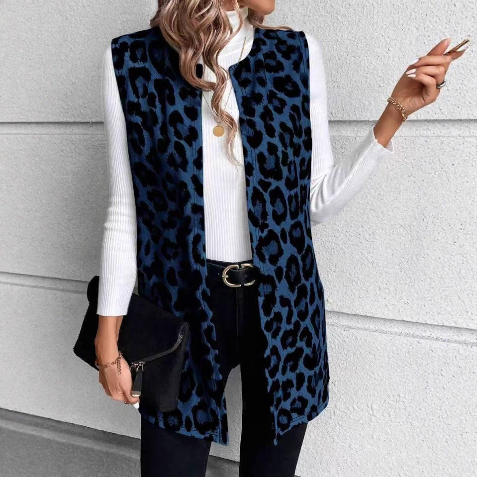 Womens Stylish Casual Leopard-print Jacket