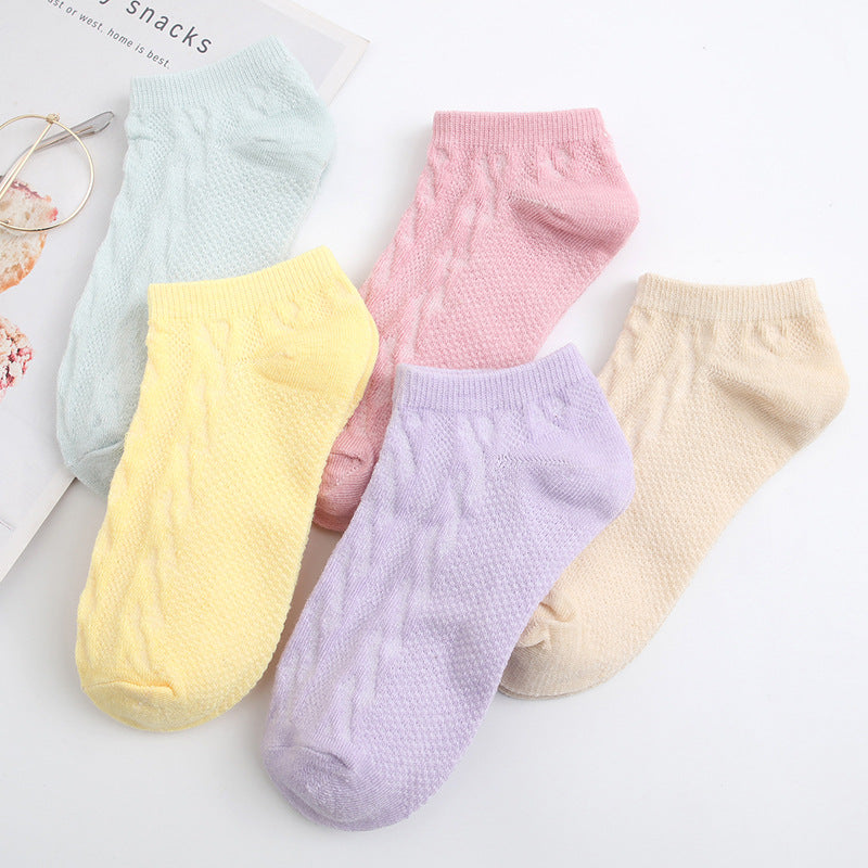 Bowknot Breathable Solid Casual Cotton Socks