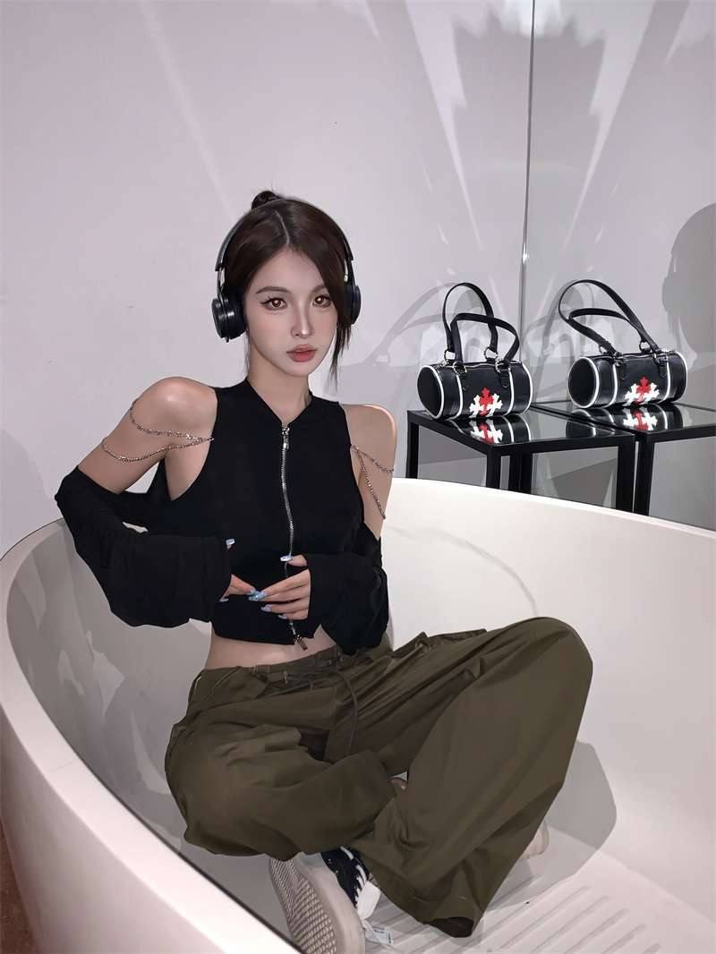 Black I-shaped Knitted Camisole For Women