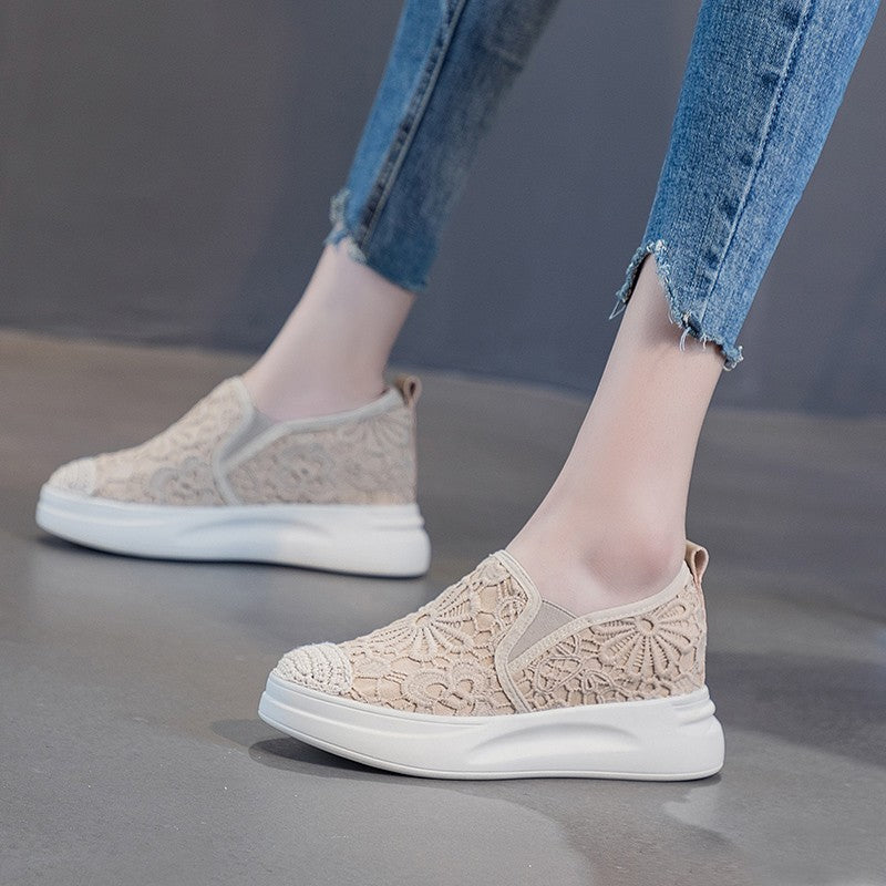 Fisherman's Shoes, Women's Inner Heightening Loafers, Foot Lace, Lightweight And Breathable