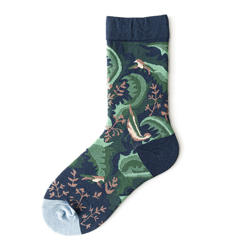 Trendy Mid-calf Length Socks Preppy Style Stockings Artistic Illustration Socks