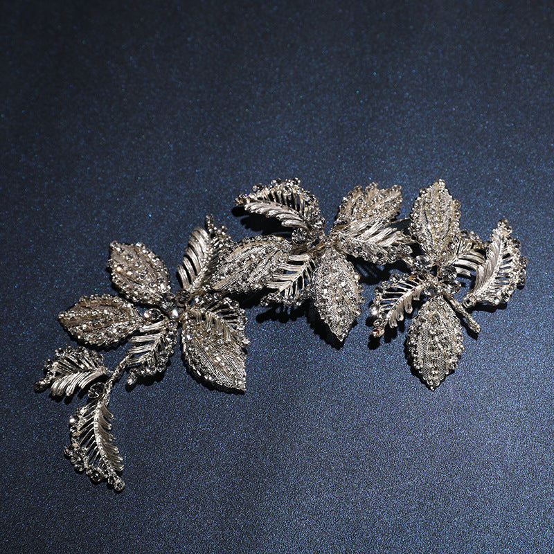 Bridal Headwear Barrette Alloy Diamond Inlaid Leaf