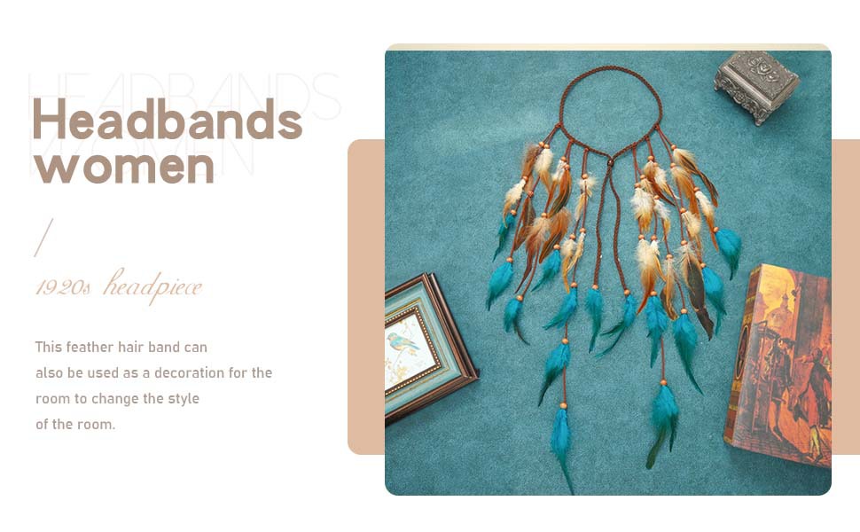 Bohemian Long Two-tone Feather Hair Band Feather Headwear