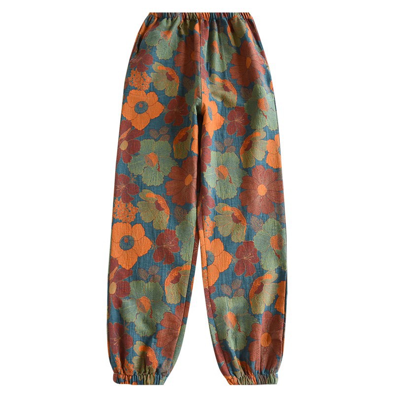 Women's Fashion Casual Cotton Yarn-dyed Vintage Jacquard Pajama Pants