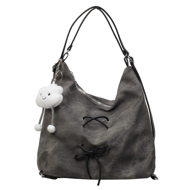 Retro Denim Bag Women's Large Capacity Shoulder Messenger Bag Versatile Backpack