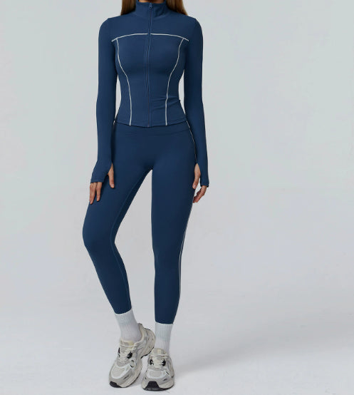 Zipper Slim Fit Yoga Health Sports Three-piece Suit
