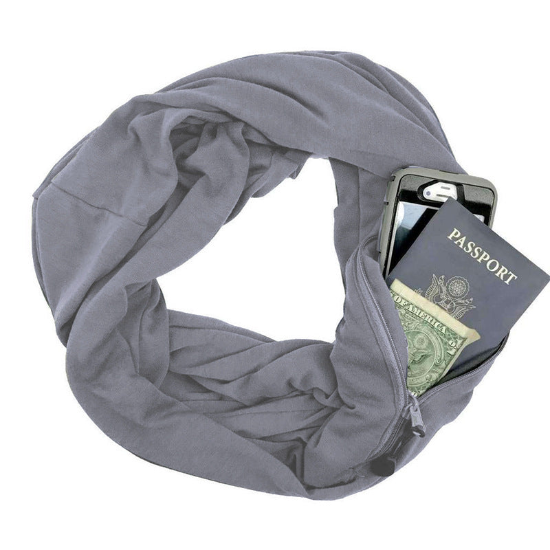 Pure Color Infinity Bib Storage Zipper Pocket Bib
