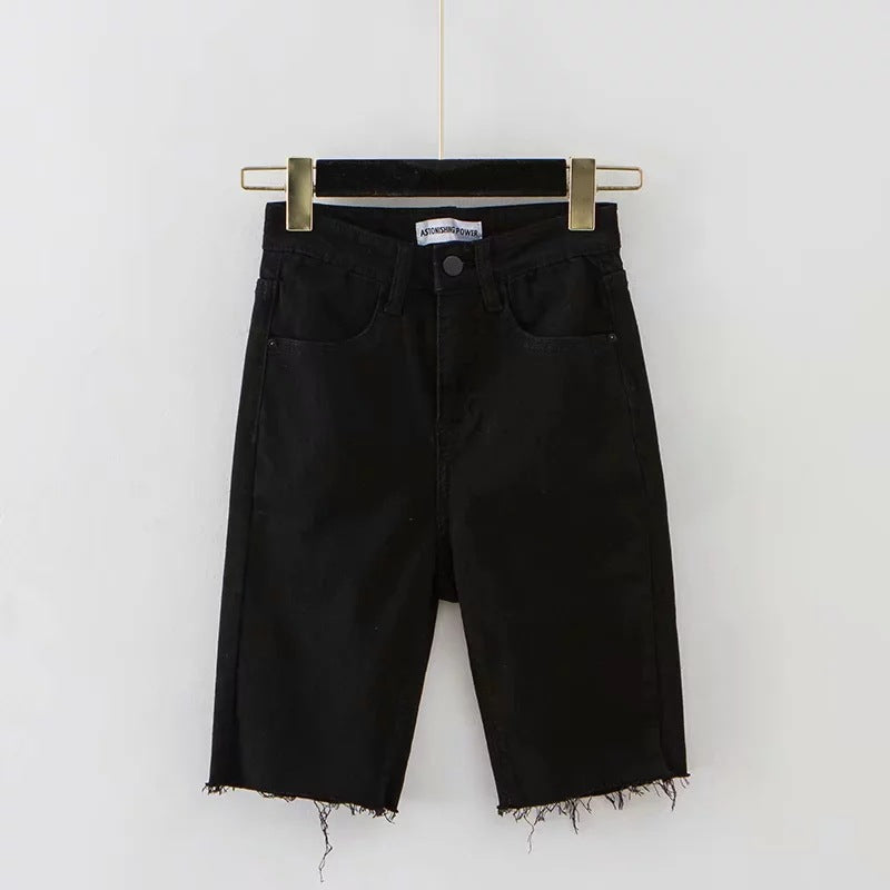 Summer high-waist straight five-point pants
