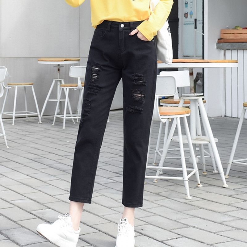 High waisted  jeans with holes