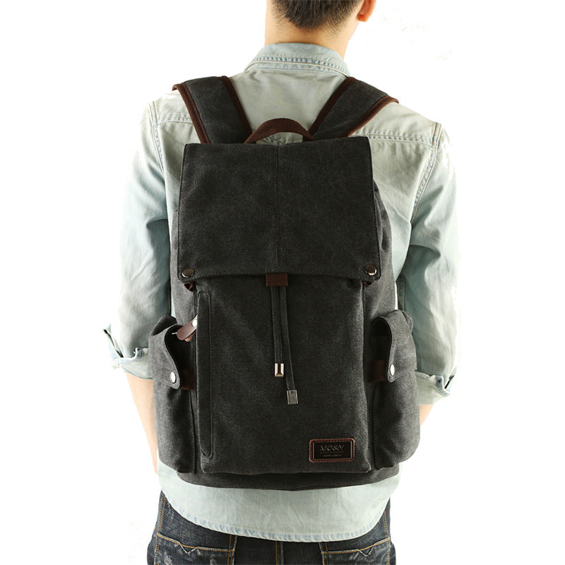 Korean men's backpack, leisure backpack, travel computer bag, men's canvas schoolbag