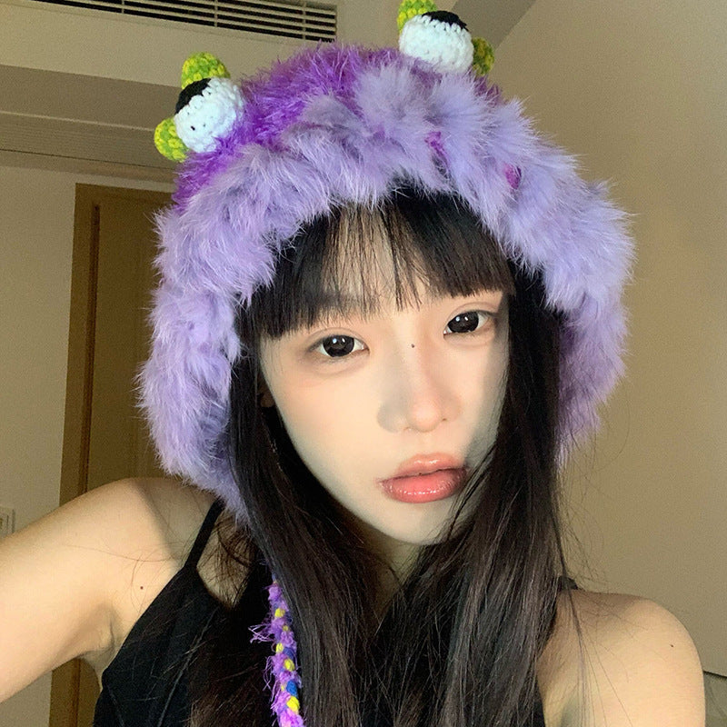 Cartoon Cute Monster Hat Casual Versatile Plush Bonnet
