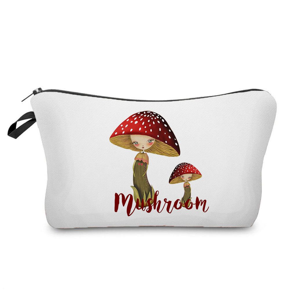 Cartoon Mushroom Dumpling Type Printed Makeup Bag