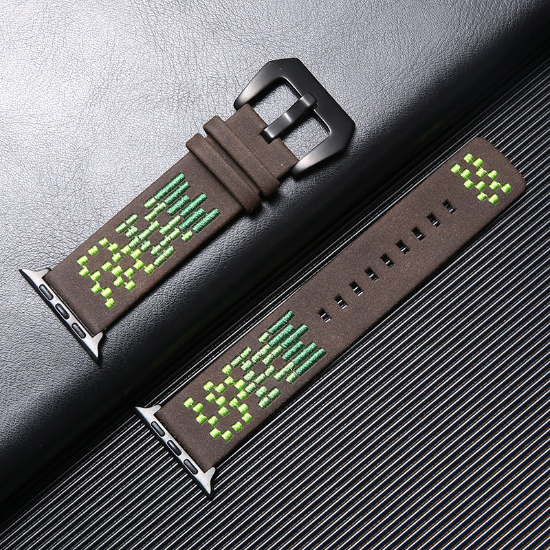 Braided nubuck leather watch strap universal