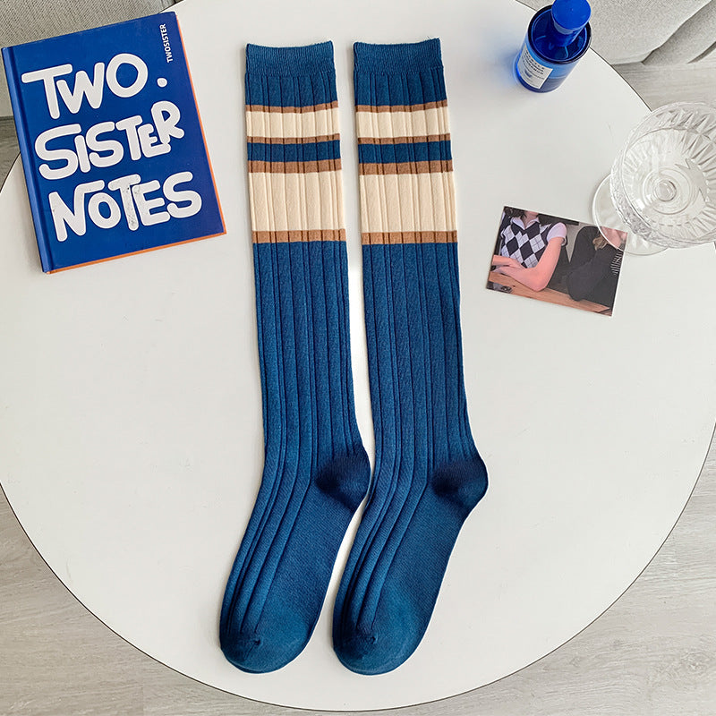 Striped Calf Socks For Female Japanese College Style