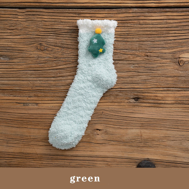 Coral Velvet Stockings Childrens Middle Tube Plush