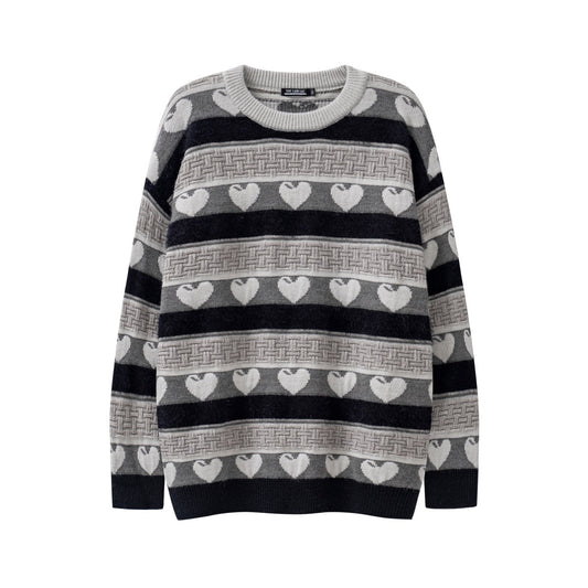 American Retro Contrast Color Knitted Sweater