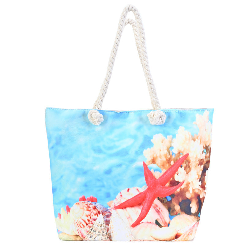 Printed Women's Beach Bag Large Capacity Handbag